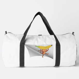 monkey with banana under the patch duffle bag