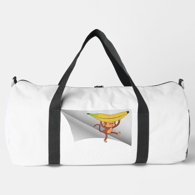 monkey with banana under the patch duffle bag (Front)