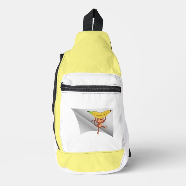 monkey with banana under the patch sling bag (Front)