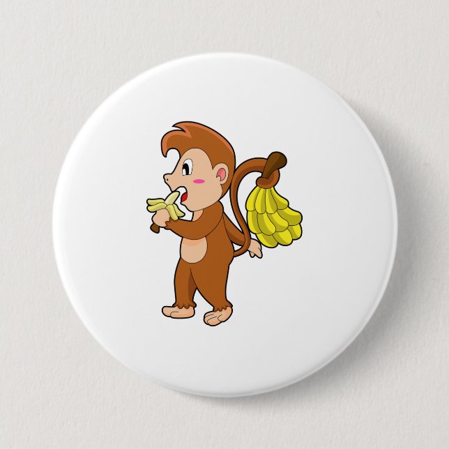 Monkey with Bananas 7.5 Cm Round Badge (Front)