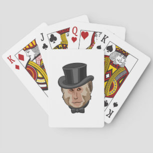 Monkey with Cylinder Playing Cards