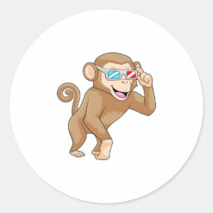 Monkey with Glasses Classic Round Sticker