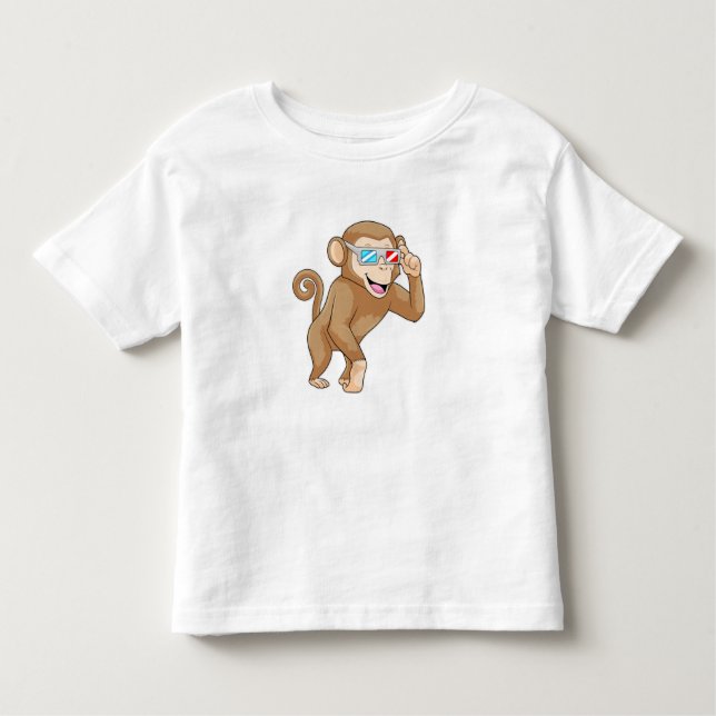 Monkey with Glasses Toddler T-Shirt (Front)