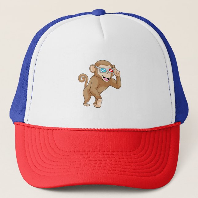Monkey with Glasses Trucker Hat (Front)