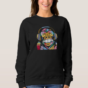 Monkey with headphones in rainbow colours for fans sweatshirt
