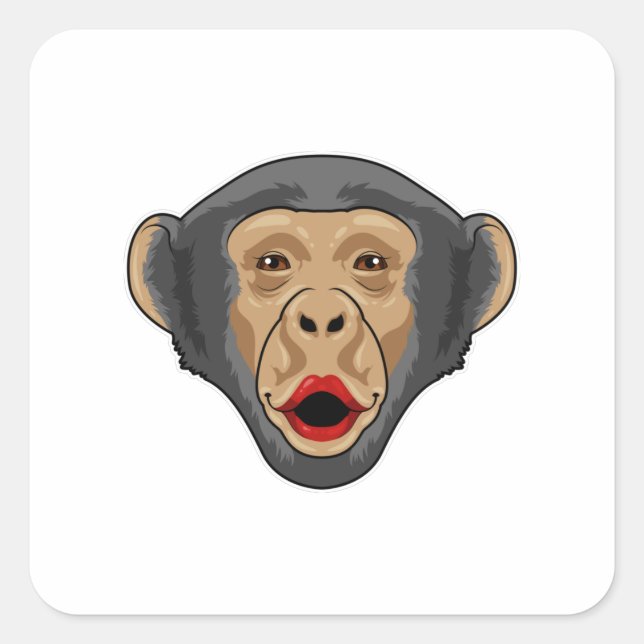 Monkey with Kiss mouth Square Sticker (Front)