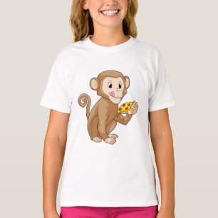 Monkey with Piece of Pizza T-Shirt