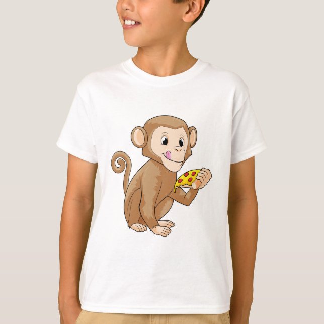 Monkey with Piece of Pizza T-Shirt (Front)