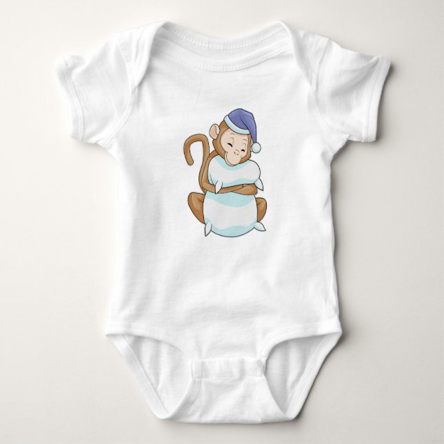 Monkey with Pillow & Sleepyhead Baby Bodysuit (Front)