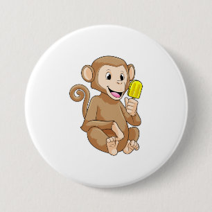 Monkey with Popsicle 7.5 Cm Round Badge