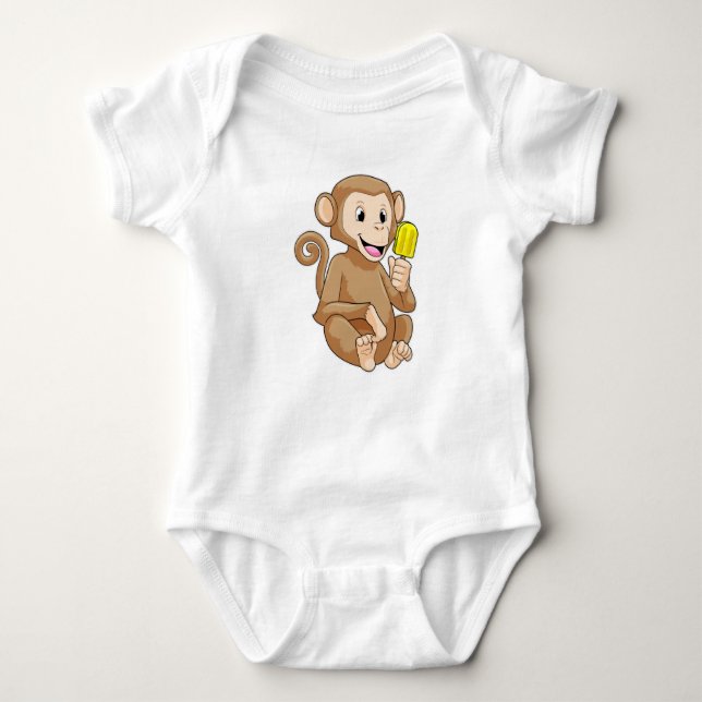 Monkey with Popsicle Baby Bodysuit (Front)
