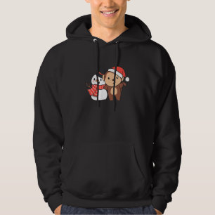 Monkey With Snowman In Winter For Christmas Hoodie