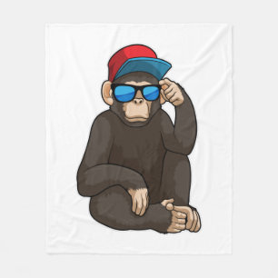 Monkey with Sunglasses Fleece Blanket