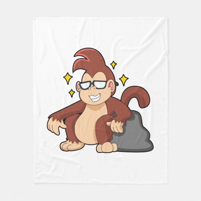 Monkey with Sunglasses Fleece Blanket (Front)