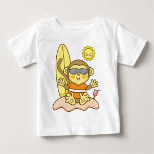 Monkey with surf board baby T-Shirt