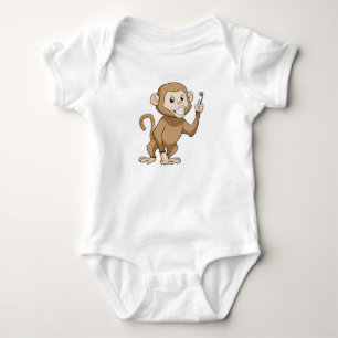 Monkey with Toothbrush Baby Bodysuit