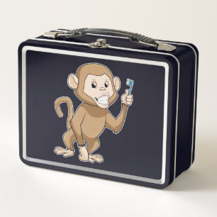 Monkey with Toothbrush Metal Lunch Box