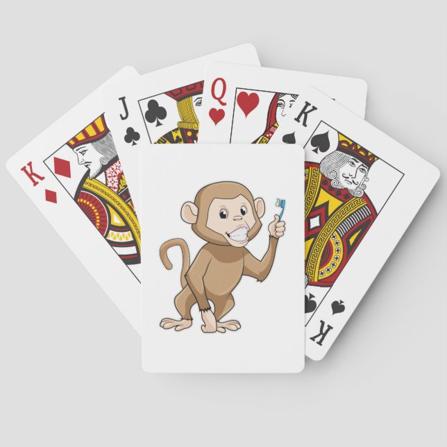 Monkey with Toothbrush Playing Cards (Back)