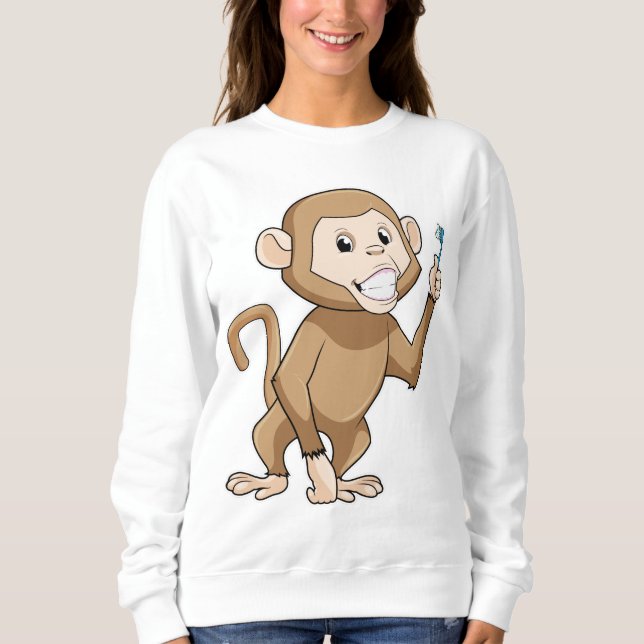 Monkey with Toothbrush Sweatshirt (Front)