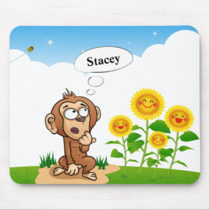 Monkey With Yellow Sunflowers Mouse Pad