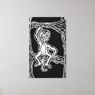 monkey woodprint canvas print