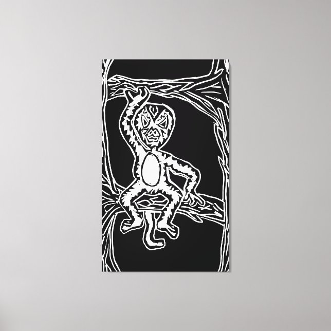 monkey woodprint canvas print (Front)
