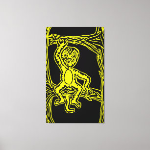 monkey woodprint canvas print