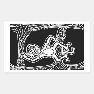 monkey woodprint rectangular sticker