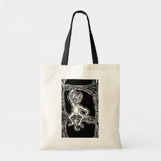 monkey woodprint tote bag