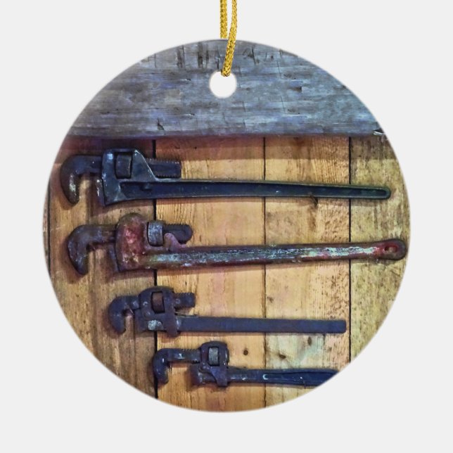 Monkey Wrenches Ceramic Tree Decoration (Front)