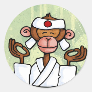 monkey zen classic round sticker