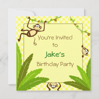 Monkeying Around Yellow Party Invite