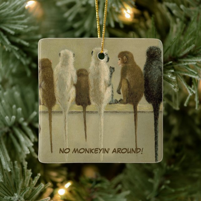 Monkeys Business Birthday From Group Personalised Ceramic Ornament (Tree)
