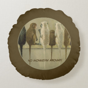 Monkeys Business Birthday From Group Personalised Round Cushion