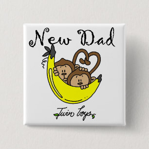 Monkeys Dad of Twin Boys Tshirts and Gifts 15 Cm Square Badge