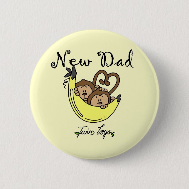 Monkeys Dad of Twin Boys Tshirts and Gifts 6 Cm Round Badge (Front)