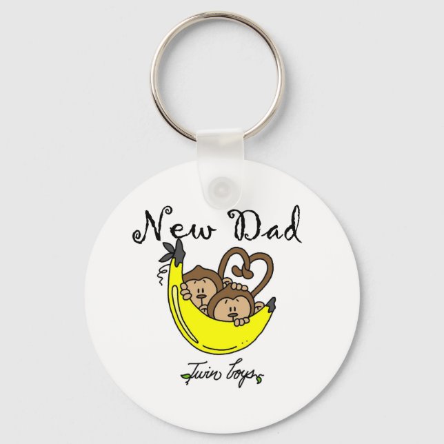 Monkeys Dad of Twin Boys Tshirts and Gifts Key Ring (Front)