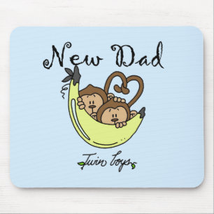 Monkeys Dad of Twin Boys Tshirts and Gifts Mouse Pad