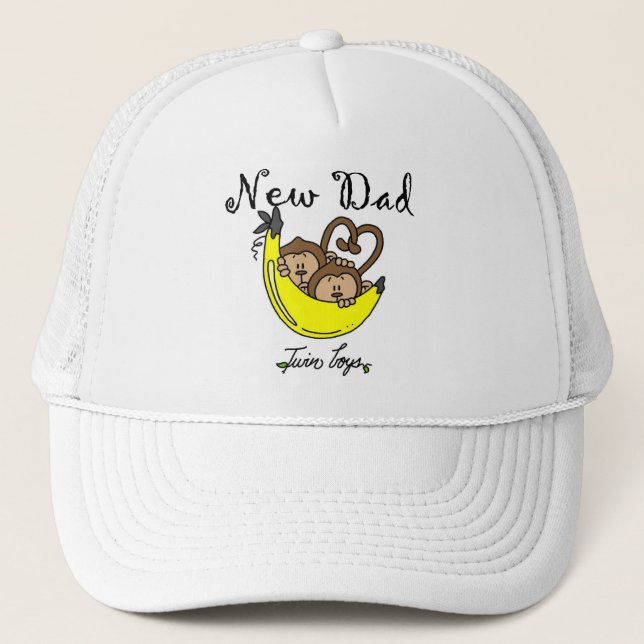 Monkeys Dad of Twin Boys Tshirts and Gifts Trucker Hat (Front)