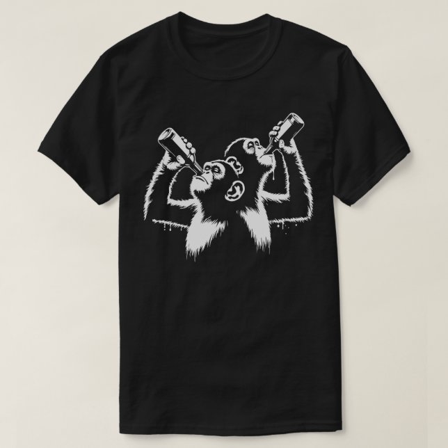 monkeys drink beer T-Shirt (Design Front)
