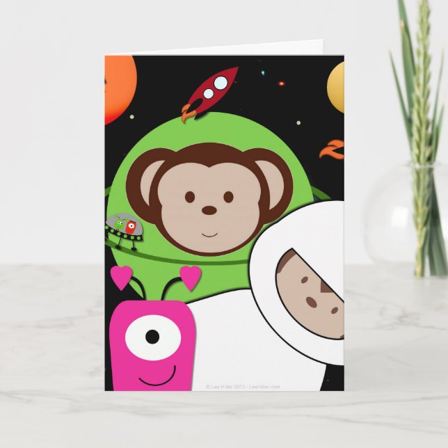 Monkeys in Space with Aliens Planet Card (Front)