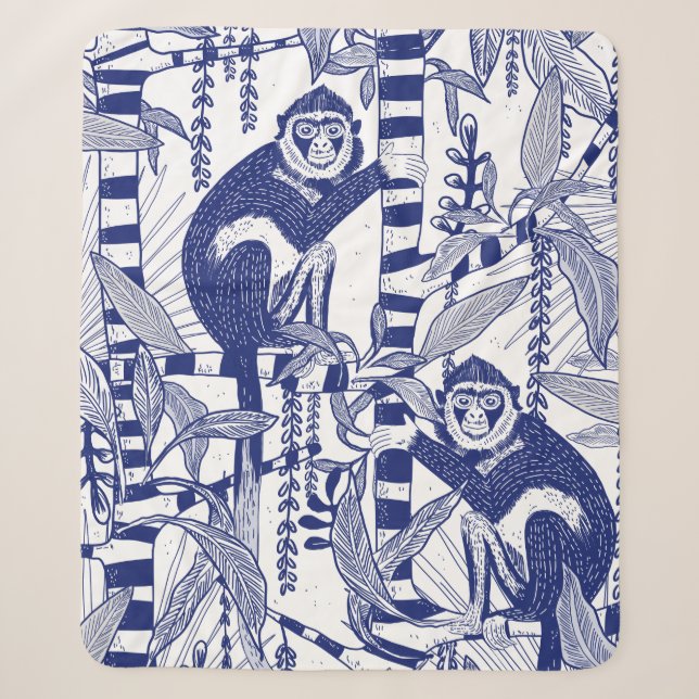 Monkeys in the Jungle Sherpa Blanket (Front)
