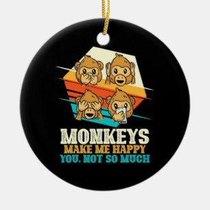 Monkeys Make Me Happy Ceramic Tree Decoration
