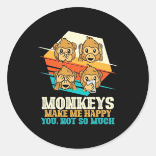 Monkeys Make Me Happy Classic Round Sticker