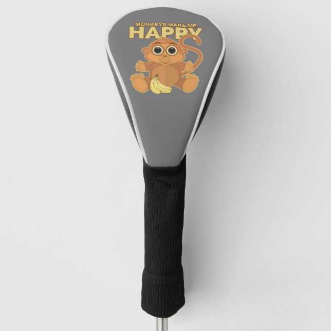 Monkeys Make Me Happy Golf Head Cover (Front)
