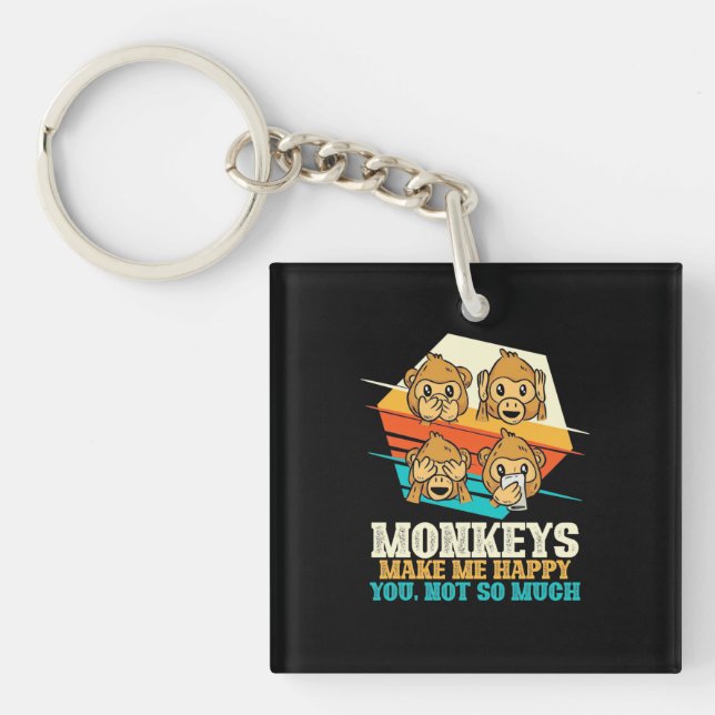 Monkeys Make Me Happy Key Ring (Front)