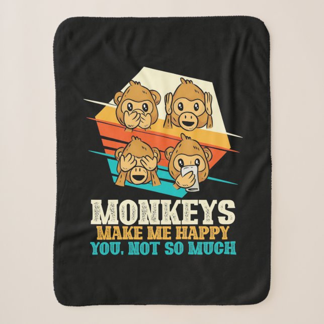 Monkeys Make Me Happy Sherpa Blanket (Front)