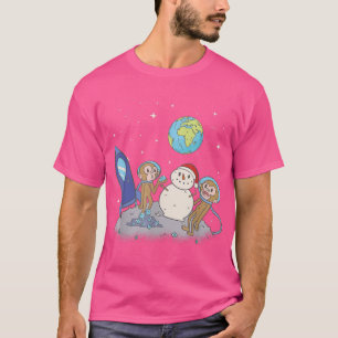 Monkeys on Moon Astronaut Funny Earth Galaxy Plane T-Shirt