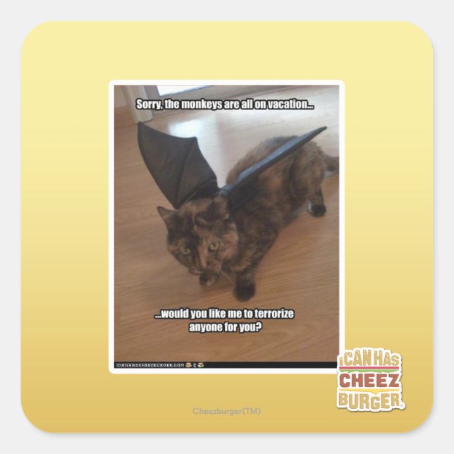 Monkeys on vacation square sticker (Front)