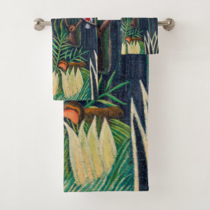 Monkeys Parrot Animal in Jungle Forest Bath Towel Set